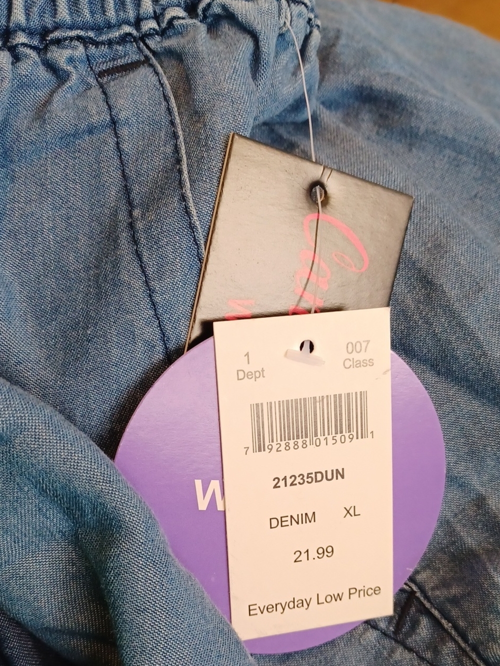 Light Blue Drawstring Relaxed Denim Capris. Lightweight Sz.XL. W.35".L.22"NWT! - Picture 6 of 6